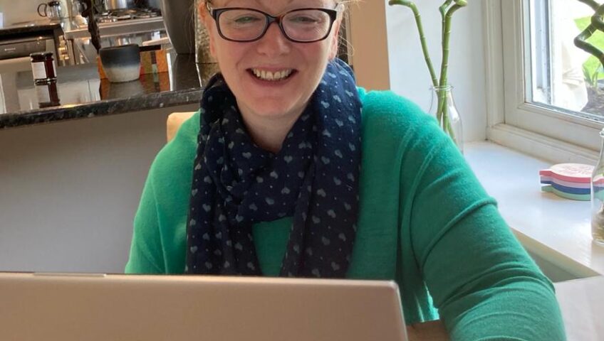 Sharon at her desk