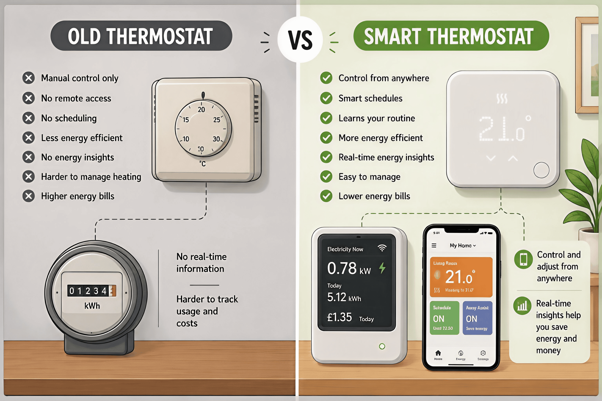 Old and new smart thermostat improved [city]